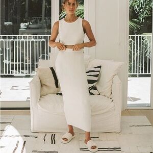 WHITE Heather Knit skirt & Top Set